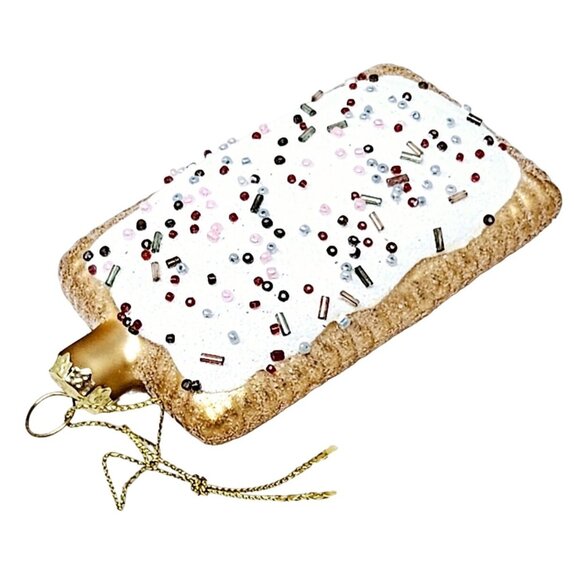 Frosted Breakfast Toaster Pastry Glass Ornament -  Christmas Gift - Picture 2 of 3